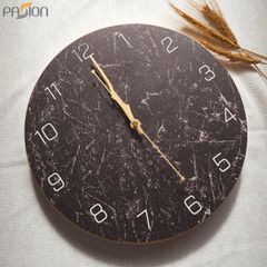Đồng hồ treo tường phong cách đá cẩm thạch viền kim loại