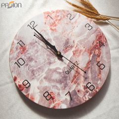 Đồng hồ treo tường phong cách đá cẩm thạch viền kim loại