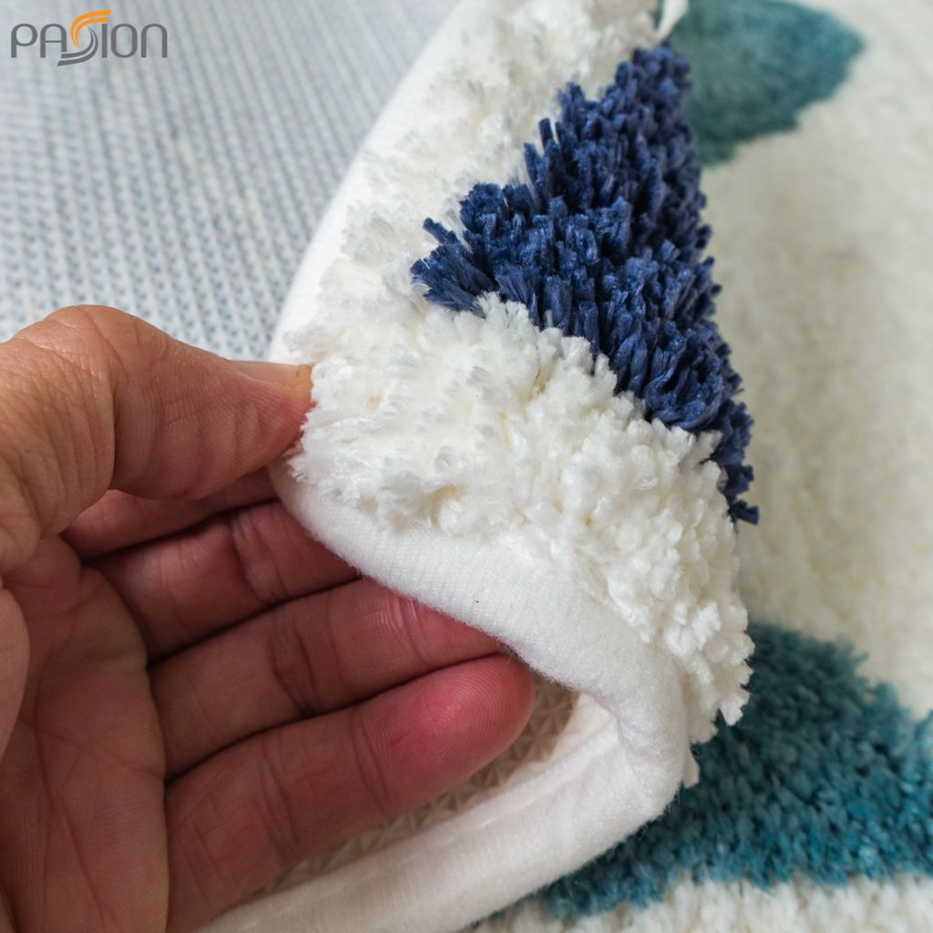 Thảm Lau Chân Lông Cừu Họa Tiết Tranh Trừu Tượng Siêu Thấm