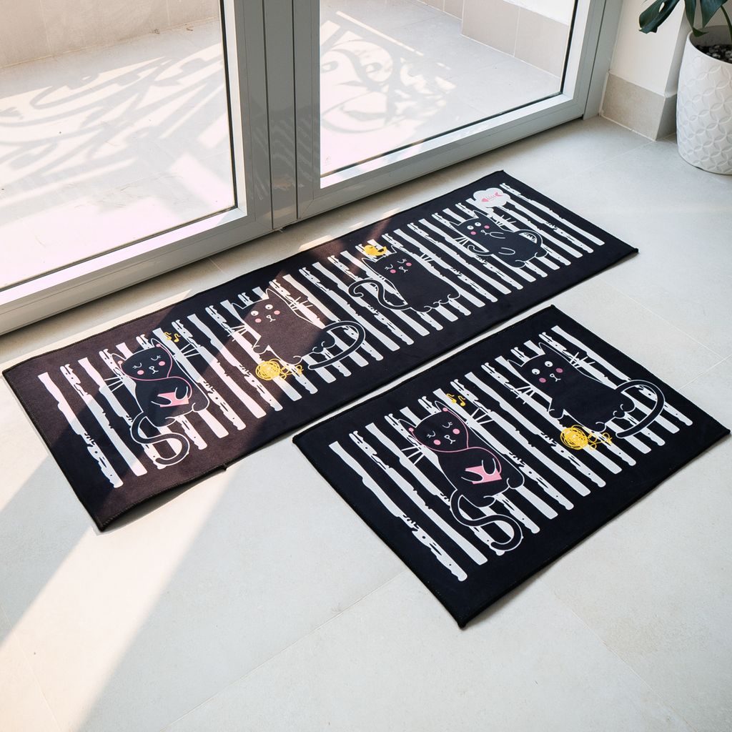 Thảm Bếp Set 2 Chiếc Hình Chữ L Họa Tiết Chú Chó Đáng Yêu