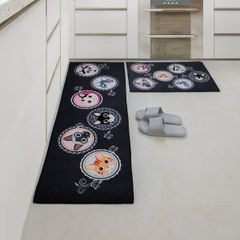 Thảm Bếp Set 2 Chiếc Hình Chữ L Họa Tiết Chú Chó Đáng Yêu