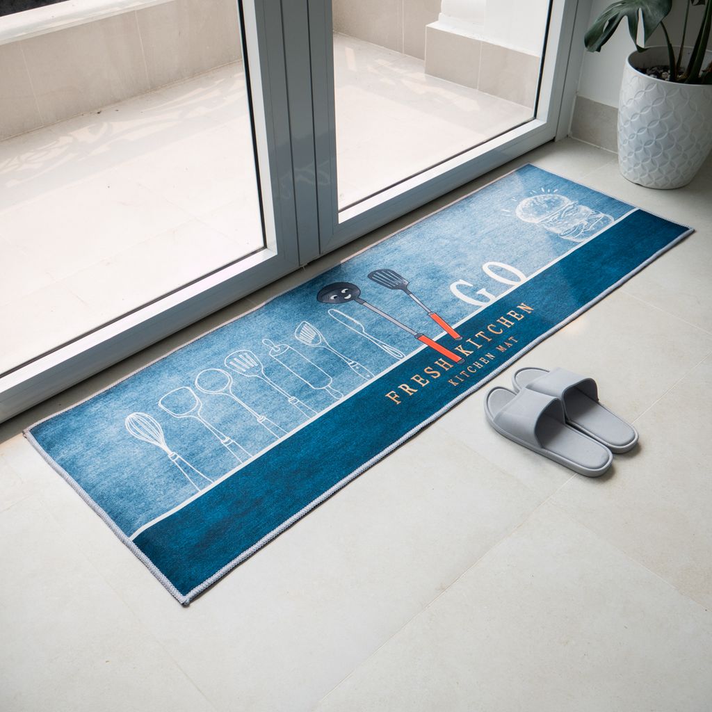 Thảm Bếp Họa Tiết Dễ Thương Phong Cách Xám Rustic