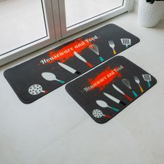 Set 2 Thảm Bếp Sợi Lưới Đan Len Đế Chống Trượt Cao Cấp