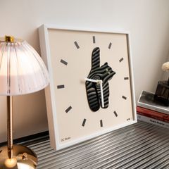 Đồng Hồ Treo Tường Phong Cách Bắc Âu Trắng Đen Hình Mèo