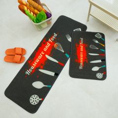 Set 2 Thảm Bếp Sợi Lưới Đan Len Đế Chống Trượt Cao Cấp