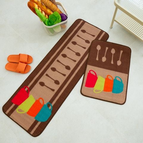 Set 2 Thảm Bếp Sợi Lưới Đan Len Đế Chống Trượt Cao Cấp