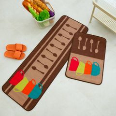 Set 2 Thảm Bếp Sợi Lưới Đan Len Đế Chống Trượt Cao Cấp