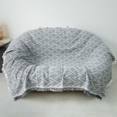 Chăn thảm phủ ghế sofa phối hợp làm thảm trải sàn dệt kim màu xám