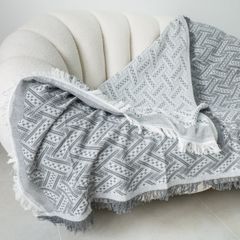 Chăn thảm phủ ghế sofa phối hợp làm thảm trải sàn dệt kim màu xám