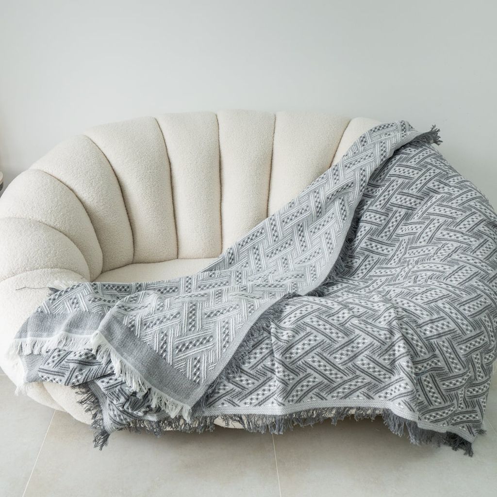 Chăn thảm phủ ghế sofa phối hợp làm thảm trải sàn dệt kim màu xám