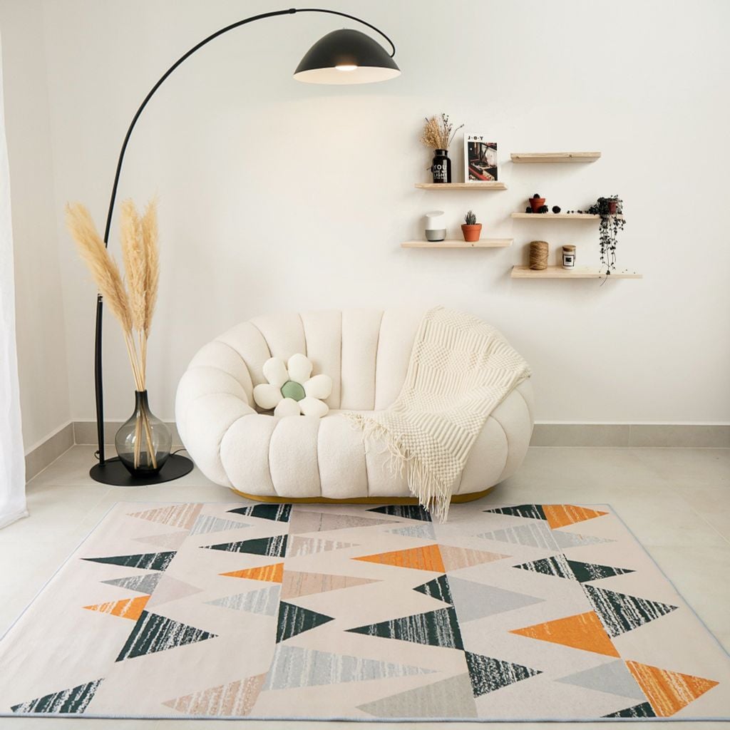 Thảm trải sàn trang trí nhung nỉ hình học phong cách hiện đại