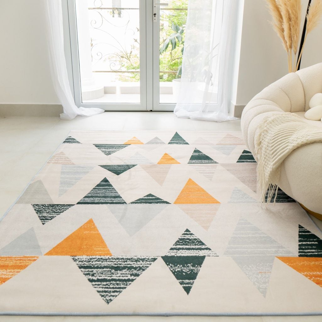 Thảm trải sàn trang trí nhung nỉ hình học phong cách hiện đại