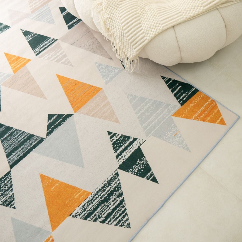 Thảm trải sàn trang trí nhung nỉ hình học phong cách hiện đại