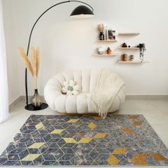 Thảm Nhung Nỉ Trải Sàn Trang Trí Phòng Khách Kim Cương Ánh Vàng