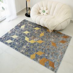 Thảm Nhung Nỉ Trải Sàn Trang Trí Phòng Khách Kim Cương Ánh Vàng