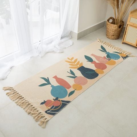 Thảm Canvas Trải Chân Giường Boho Trang Trí Phòng Có Nhiều Size