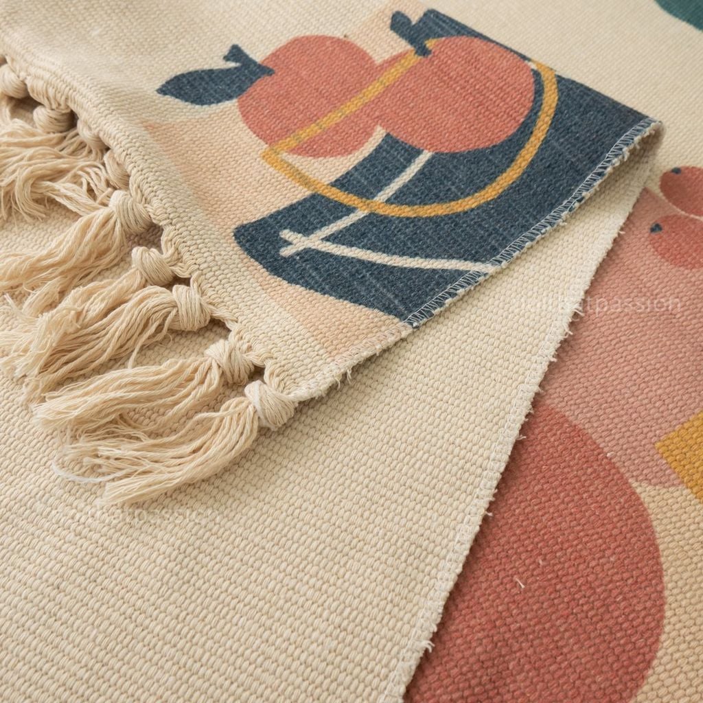 Thảm Canvas Trải Chân Giường Boho Trang Trí Phòng Có Nhiều Size