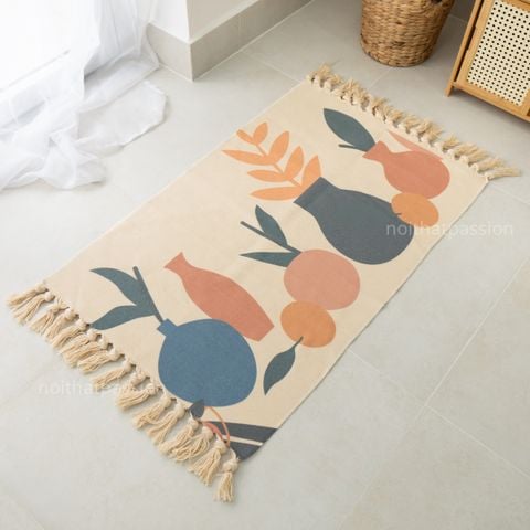 Thảm Canvas Trải Chân Giường Boho Trang Trí Phòng Có Nhiều Size
