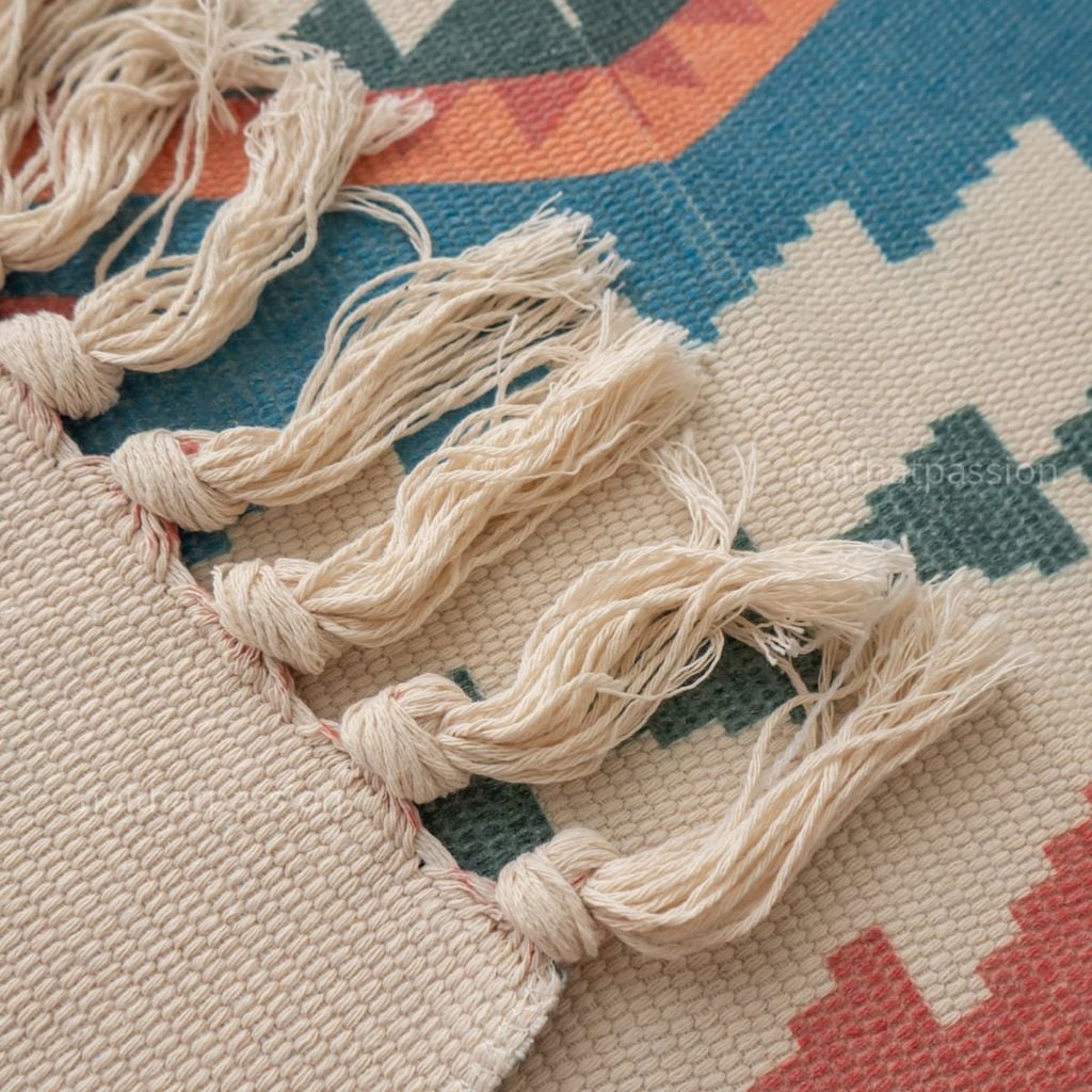 Thảm Canvas Trải Sàn Tua Rua Phong Cách Bắc Âu Trải Chân Giường Phòng Khách