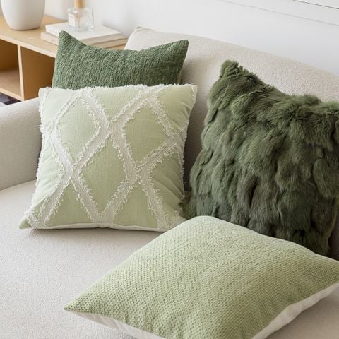Vỏ Gối Tựa Lưng Tông Xanh Lá Mix Họa Tiết Tinh Tế