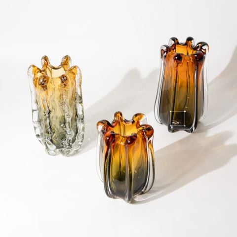 Bình Hoa Thủy Tinh Gradient Hình Búp Hoa Xanh Vàng