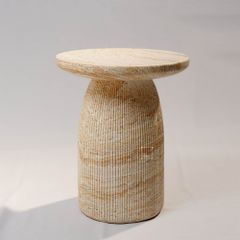 Bàn Phụ Sofa Hiện Đại Giả Đá Travertine Hình Nấm Thân Sọc Dọc