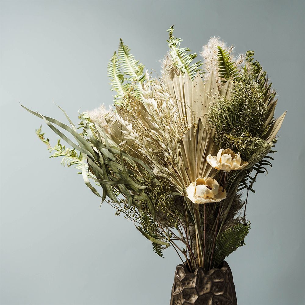 Bó Hoa Khô Mix Cỏ Lau Và Lá Cọ Phong Cách Boho Chic