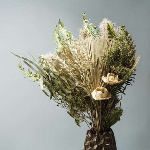 Bó Hoa Khô Mix Cỏ Lau Và Lá Cọ Phong Cách Boho Chic
