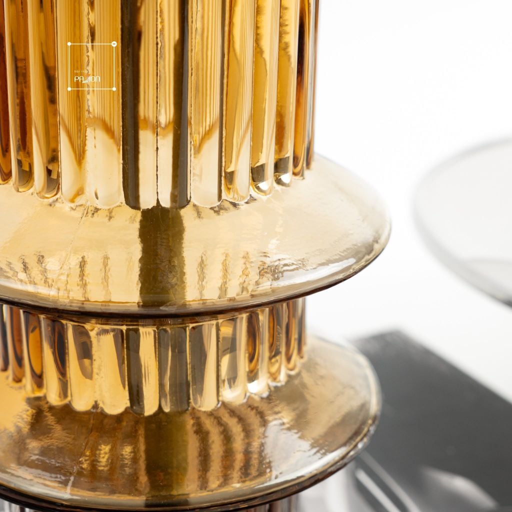 Bình Hoa Thủy Tinh Nâu Phong Cách Tháp Tầng