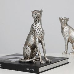Tượng Báo Jaguar Màu Bạc Trang Trí