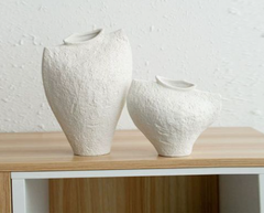 Set 2 Bình Hoa Gốm Wabi Sabi Nâu Cổ Vest Suit