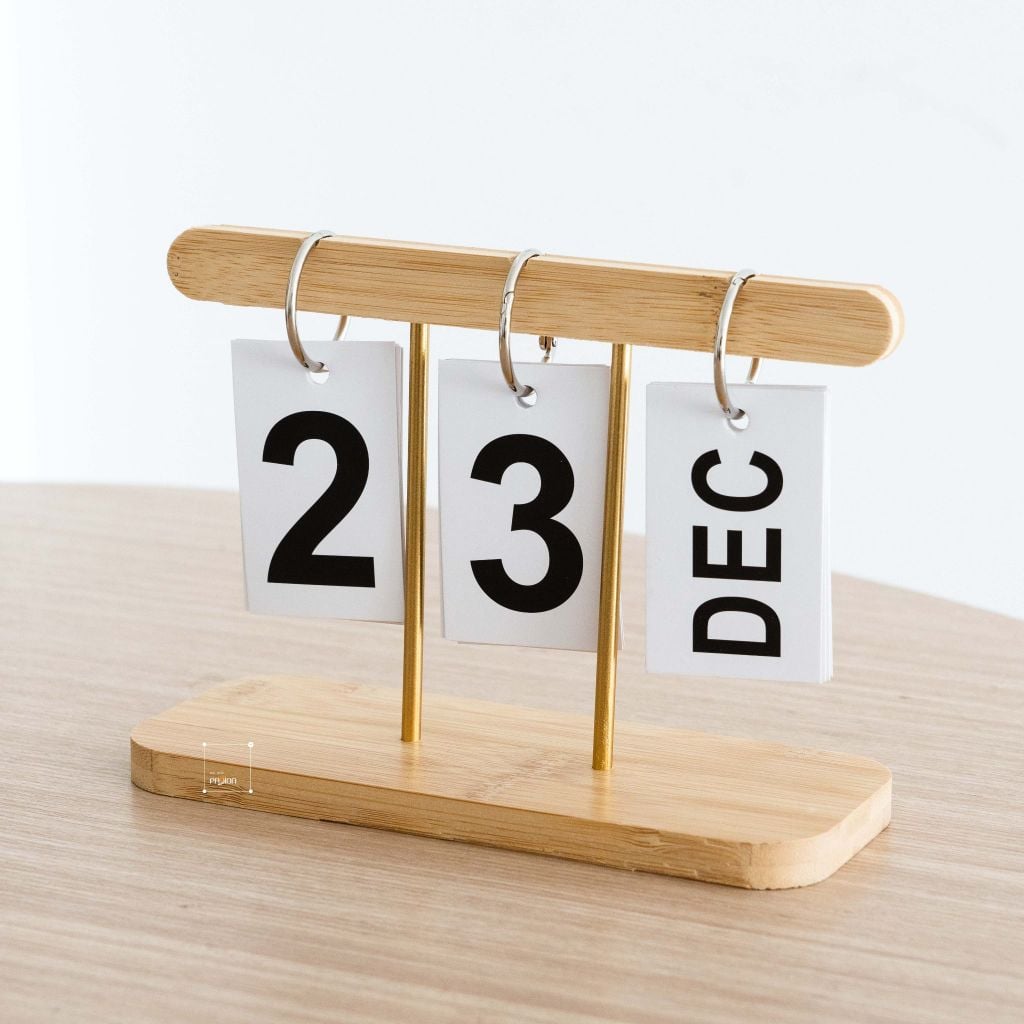 Lịch Decor Ngày Tháng Tự Lật Bằng Gỗ