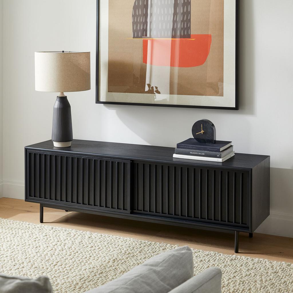 Tủ Tivi Gỗ Tự Nhiên Vân Sóng 2 Cánh Trượt Serene