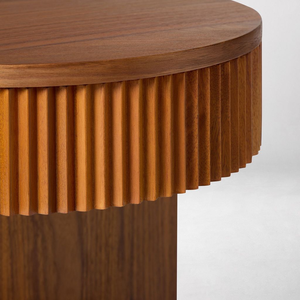 Tủ Đầu Giường Bán Nguyệt Fluted Mid-Century