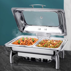 Nồi Hâm Buffet Điện Inox Nắp Thủy Lực Chữ Nhật 9L