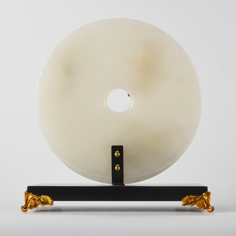 Tượng Trang Trí Đĩa Ngọc Bích Chuồn Chuồn Hoa Sen