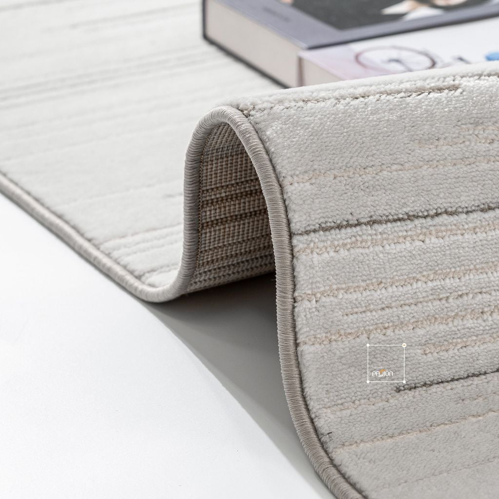 Thảm Trải Sàn Dệt Sọc Trắng Xám Tối Giản Phong Cách Ý FLAWESS