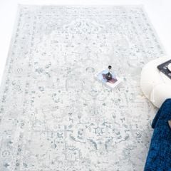 Thảm Trải Sàn Thổ Nhĩ Kỳ Hoa Văn Xanh Navy