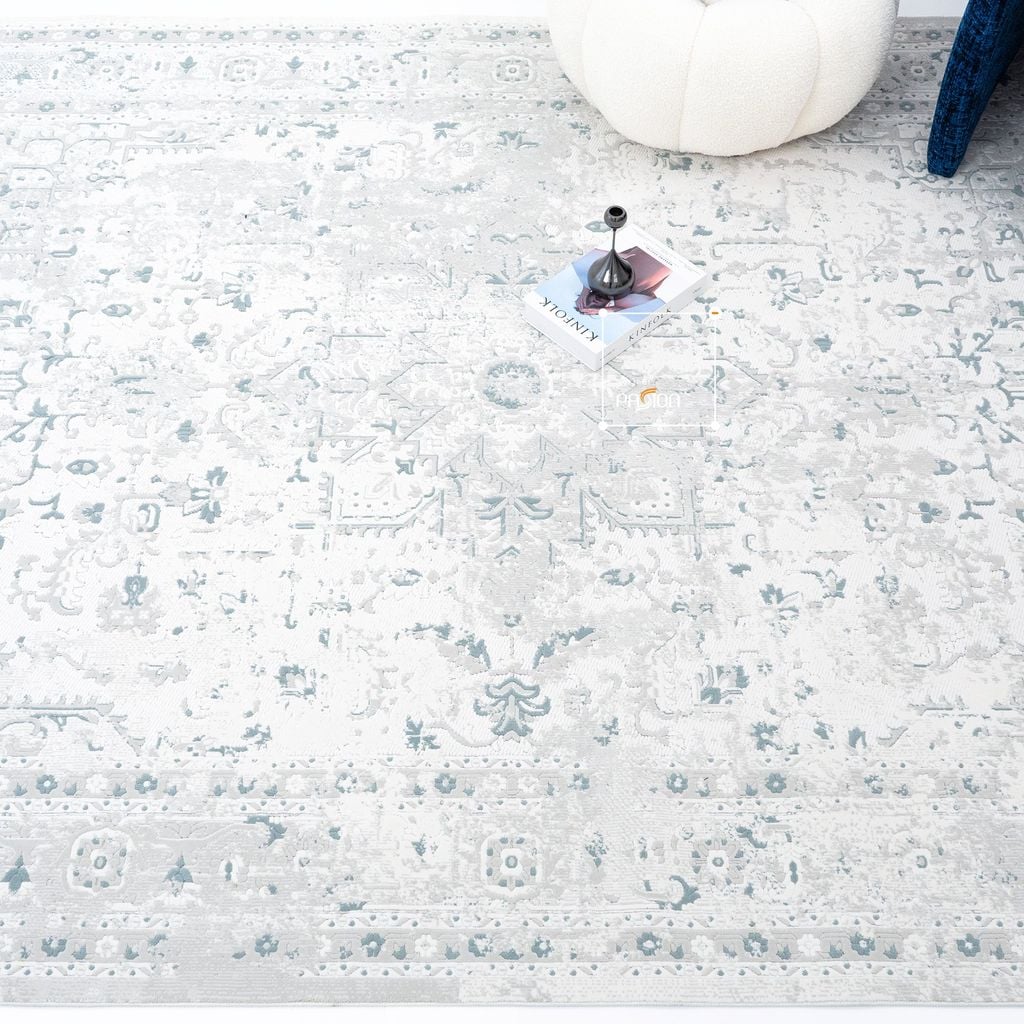 Thảm Trải Sàn Thổ Nhĩ Kỳ Hoa Văn Xanh Navy