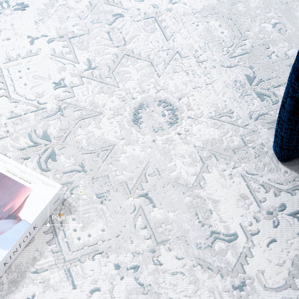 Thảm Trải Sàn Thổ Nhĩ Kỳ Hoa Văn Xanh Navy