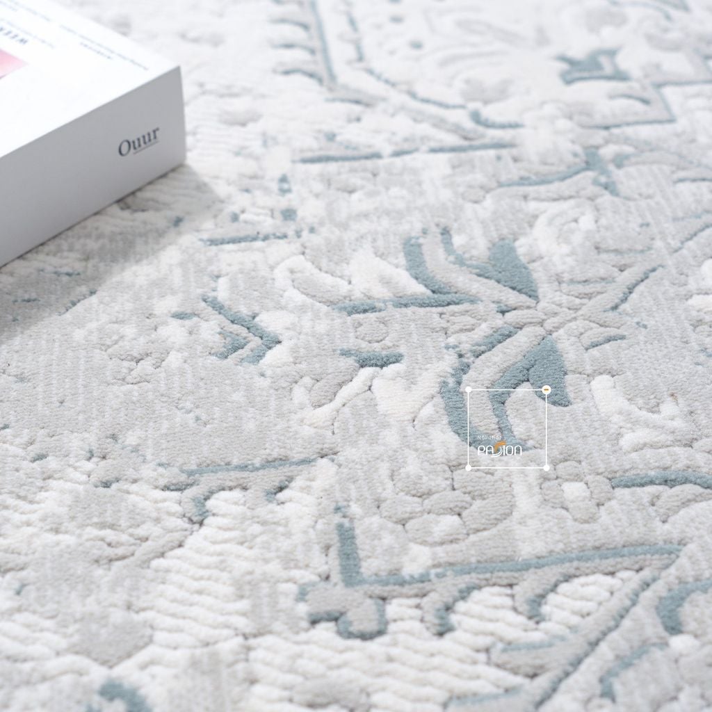 Thảm Trải Sàn Thổ Nhĩ Kỳ Hoa Văn Xanh Navy