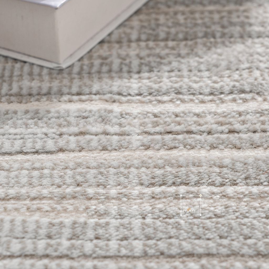 Thảm Trải Sàn Dệt Sọc Trắng Xám Tối Giản Phong Cách Ý FLAWESS