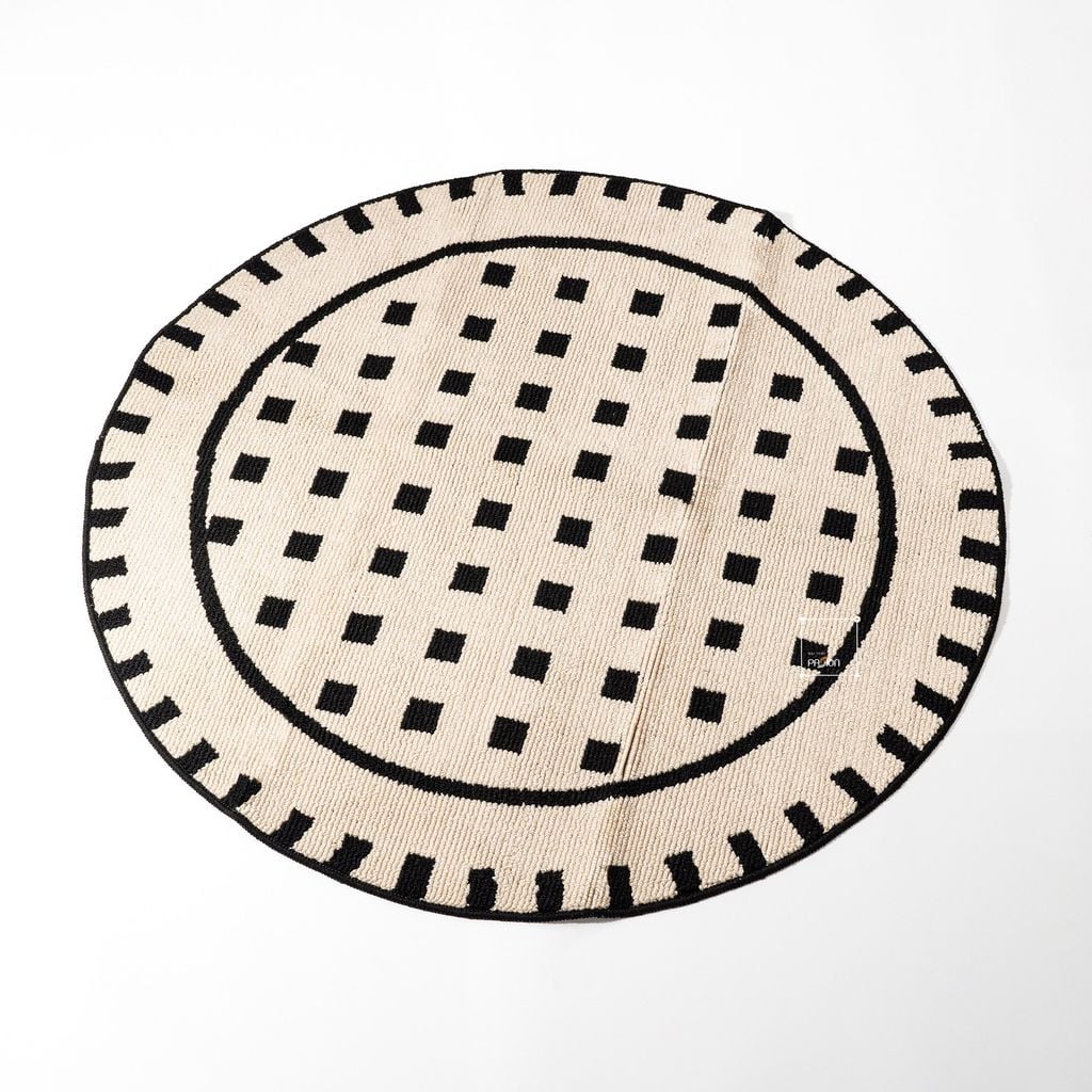 Thảm Tròn Polypropylene Họa Tiết Vintage 120cm