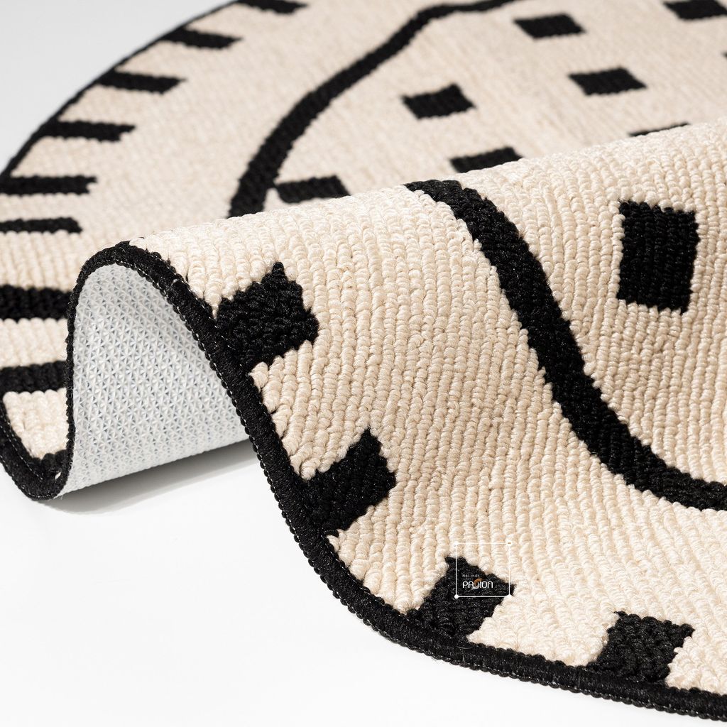 Thảm Tròn Polypropylene Họa Tiết Vintage 120cm