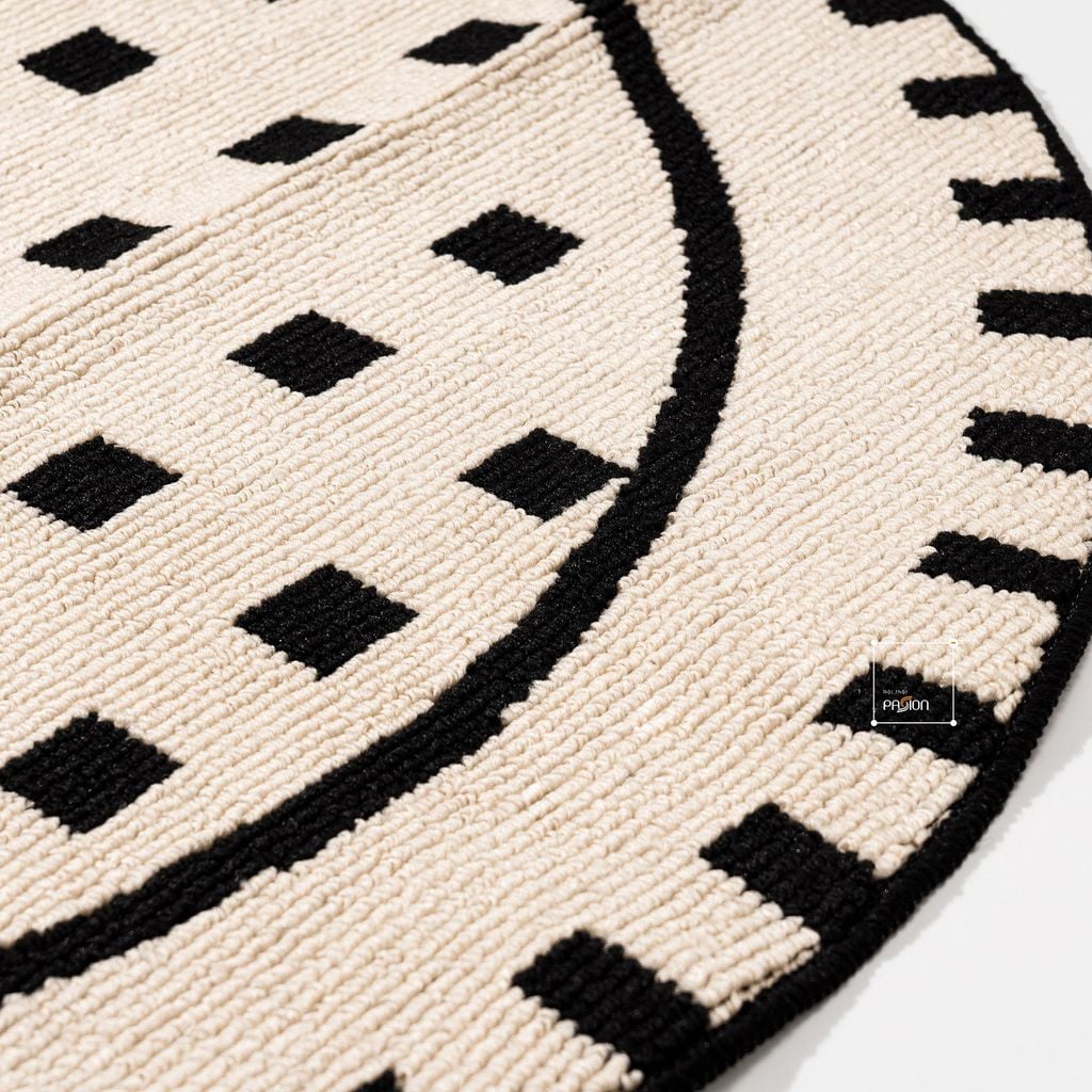 Thảm Tròn Polypropylene Họa Tiết Vintage 120cm