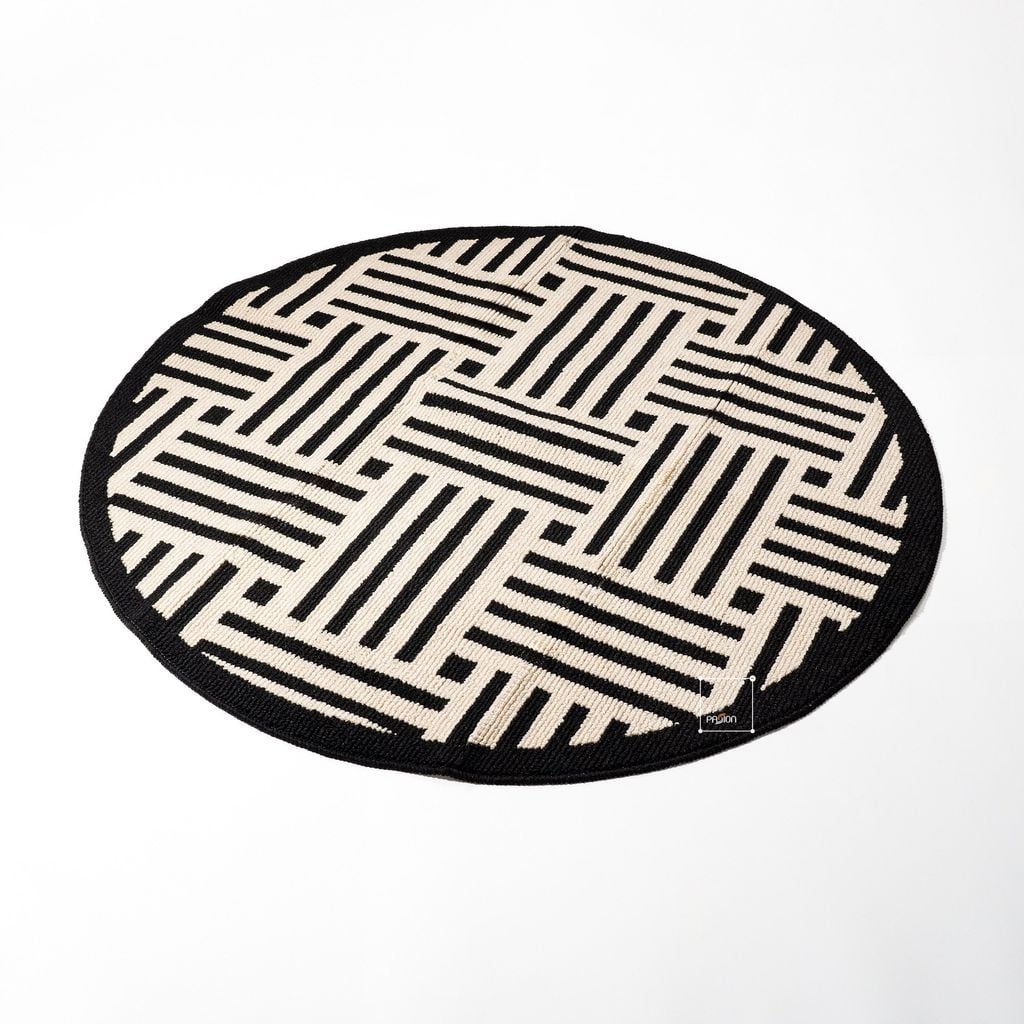 Thảm Tròn Polypropylene Họa Tiết Vintage 120cm