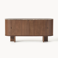 Tủ Console Mặt Đá Bo Tròn Sang Trọng Luna