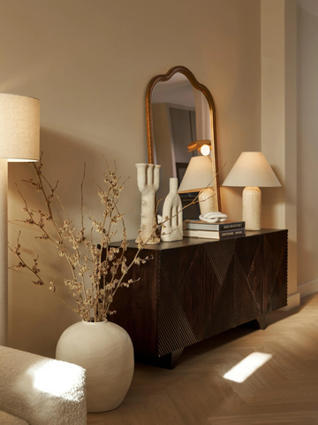 Tủ Console Bắt Vân Gỗ Chéo 3D Sang Trọng Prisma