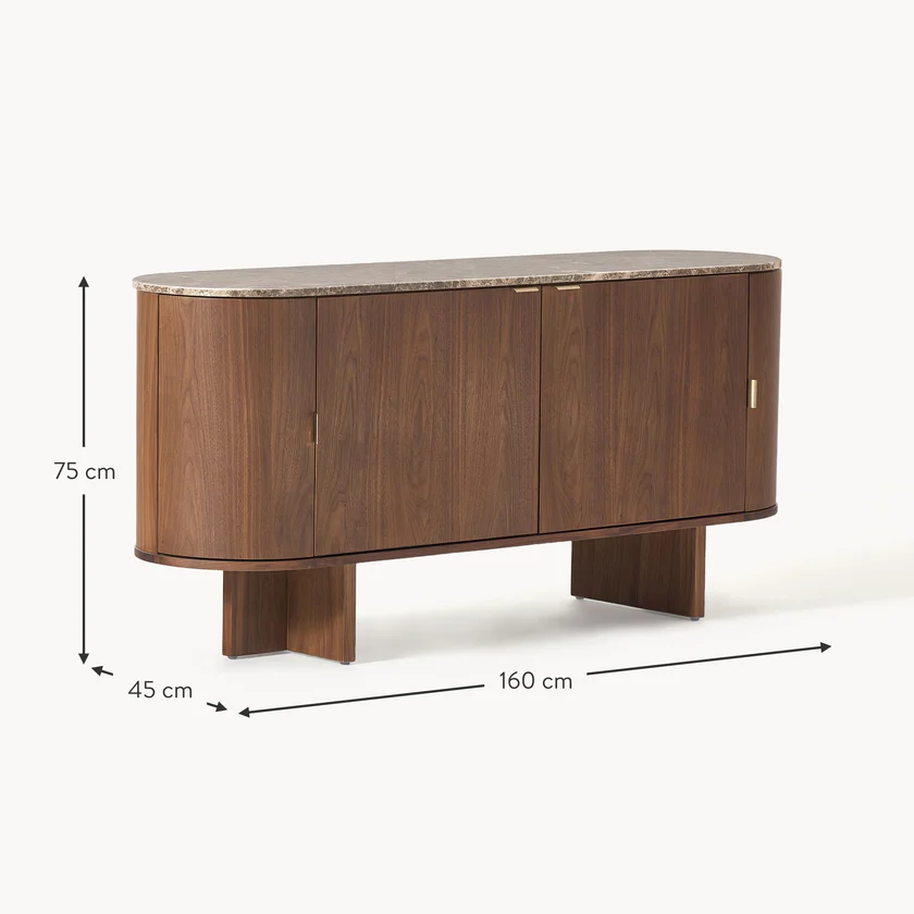 Tủ Console Mặt Đá Bo Tròn Sang Trọng Luna