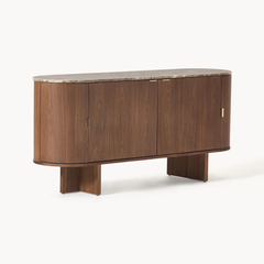 Tủ Console Mặt Đá Bo Tròn Sang Trọng Luna